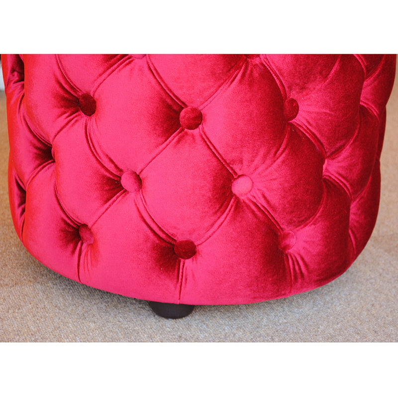 スツール シャビーシック ボタン留め レッド ベルベット フレンチスツール 椅子 赤 イタリアン フレンチ クラシック オットマン アンティーク調 姫系家具 221174
