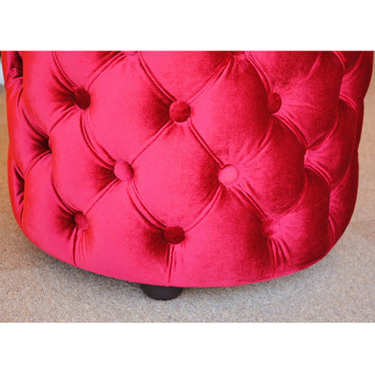 スツール シャビーシック ボタン留め レッド ベルベット フレンチスツール 椅子 赤 イタリアン フレンチ クラシック オットマン アンティーク調 姫系家具 221174