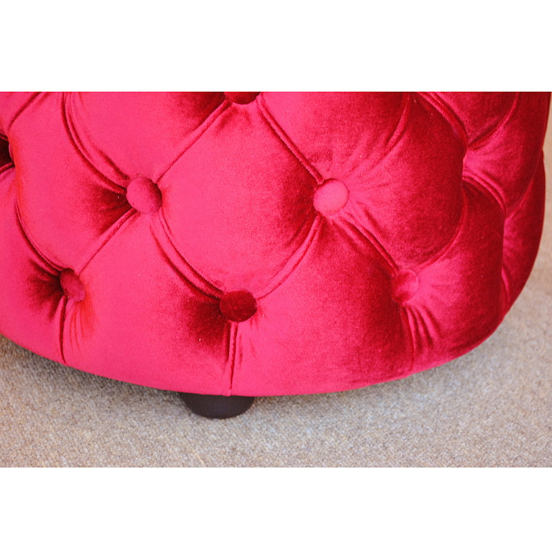 スツール シャビーシック ボタン留め レッド ベルベット フレンチスツール 椅子 赤 イタリアン フレンチ クラシック オットマン アンティーク調 姫系家具 221174