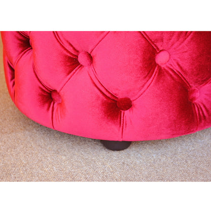 スツール シャビーシック ボタン留め レッド ベルベット フレンチスツール 椅子 赤 イタリアン フレンチ クラシック オットマン アンティーク調 姫系家具 221174