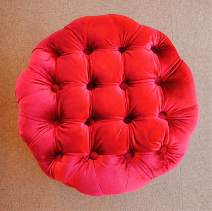 スツール シャビーシック ボタン留め レッド ベルベット フレンチスツール 椅子 赤 イタリアン フレンチ クラシック オットマン アンティーク調 姫系家具 221174