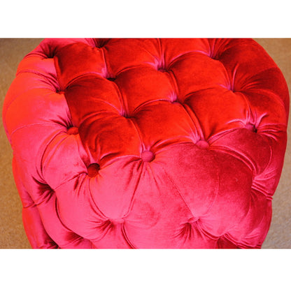 スツール シャビーシック ボタン留め レッド ベルベット フレンチスツール 椅子 赤 イタリアン フレンチ クラシック オットマン アンティーク調 姫系家具 221174
