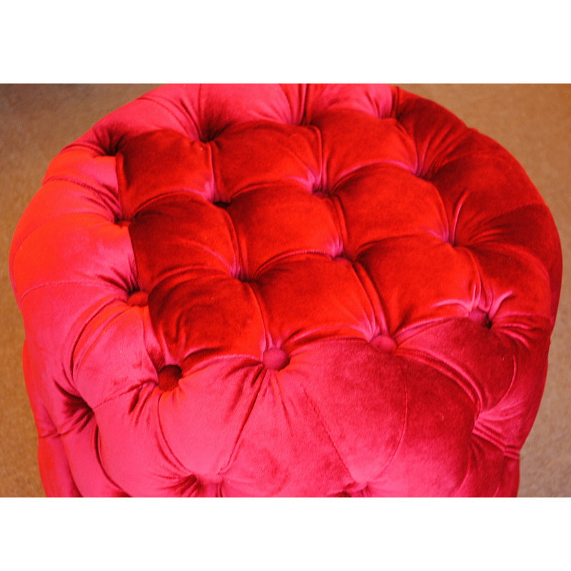 スツール シャビーシック ボタン留め レッド ベルベット フレンチスツール 椅子 赤 イタリアン フレンチ クラシック オットマン アンティーク調 姫系家具 221174