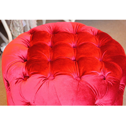 スツール シャビーシック ボタン留め レッド ベルベット フレンチスツール 椅子 赤 イタリアン フレンチ クラシック オットマン アンティーク調 姫系家具 221174