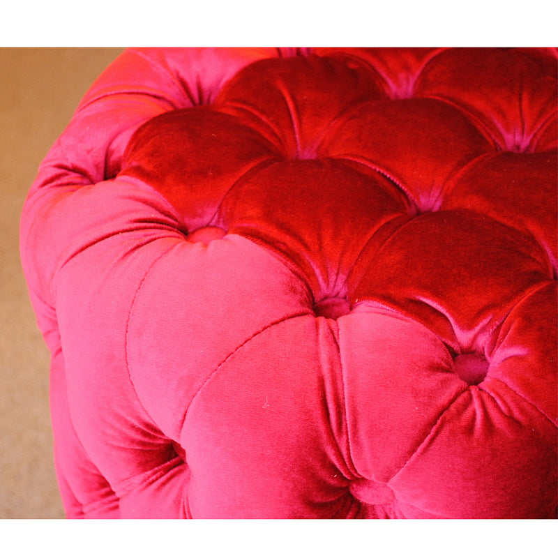 スツール シャビーシック ボタン留め レッド ベルベット フレンチスツール 椅子 赤 イタリアン フレンチ クラシック オットマン アンティーク調 姫系家具 221174