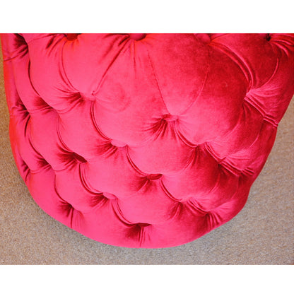 スツール シャビーシック ボタン留め レッド ベルベット フレンチスツール 椅子 赤 イタリアン フレンチ クラシック オットマン アンティーク調 姫系家具 221174