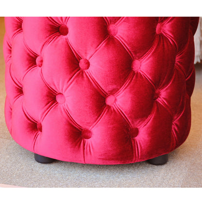 スツール シャビーシック ボタン留め レッド ベルベット フレンチスツール 椅子 赤 イタリアン フレンチ クラシック オットマン アンティーク調 姫系家具 221174