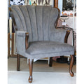 ソファ 1人掛けソファ 1人掛け椅子 アームチェア ウイングチェア シェルバックチェア ベルベット生地 椅子 アンティーク風ソファ アメリカ製ソファ 鉄紺色