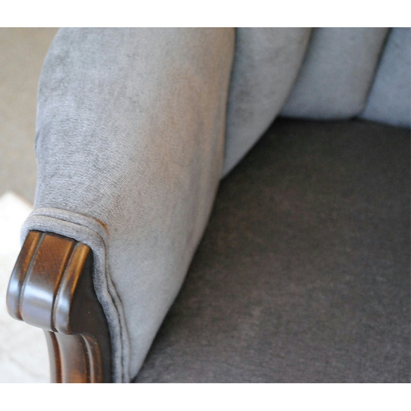 ソファ 1人掛けソファ 1人掛け椅子 アームチェア ウイングチェア シェルバックチェア ベルベット生地 椅子 アンティーク風ソファ アメリカ製ソファ 鉄紺色