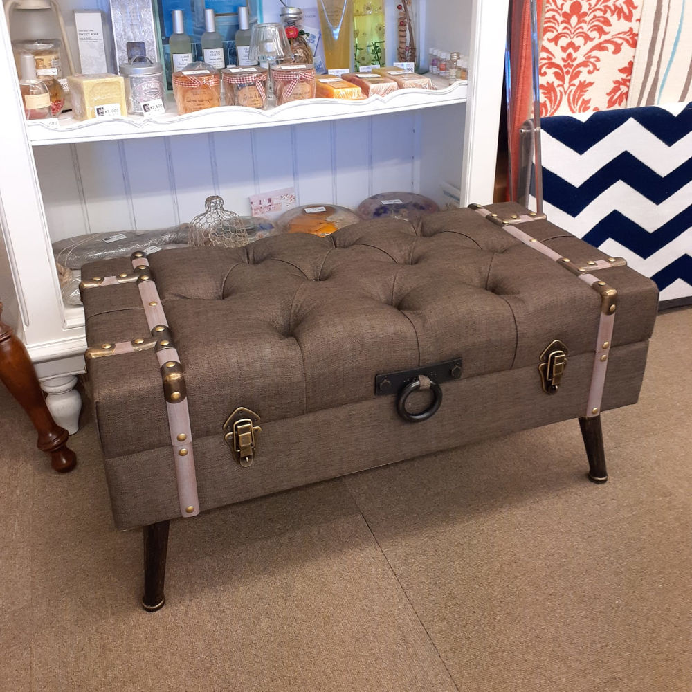 トランク型ベンチ スツール 椅子 ベンチ 収納付スツール ブラウン インダストリアルインテリア トランク型スツール トランクベンチ 241006