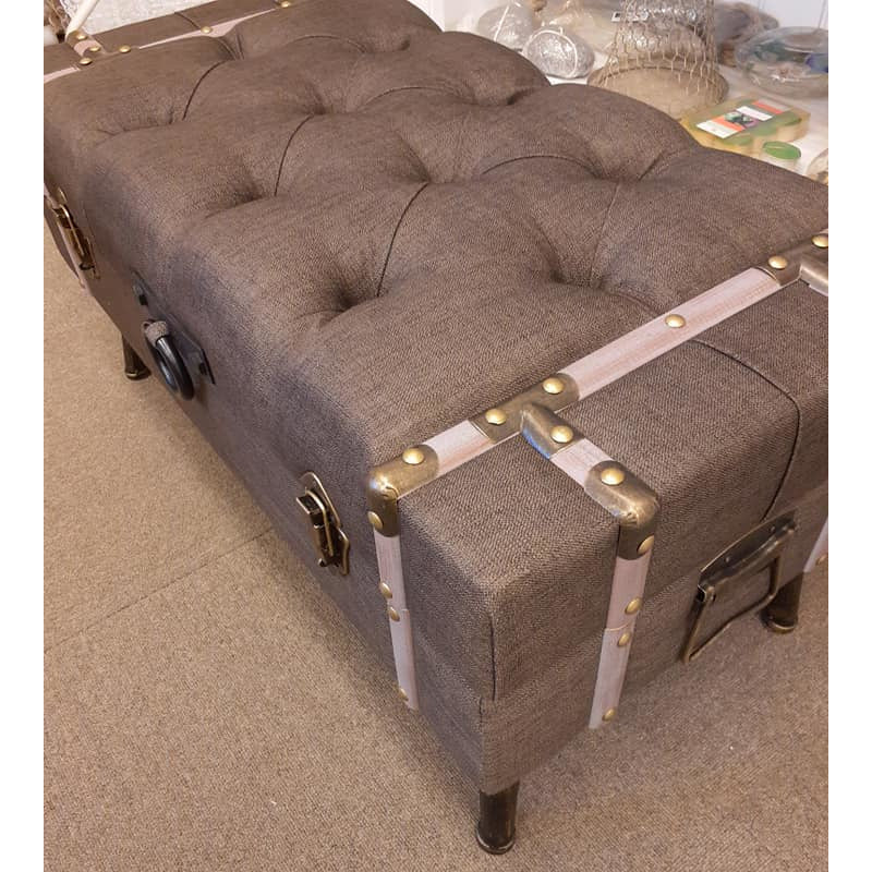 トランク型ベンチ スツール 椅子 ベンチ 収納付スツール ブラウン インダストリアルインテリア トランク型スツール トランクベンチ 241006