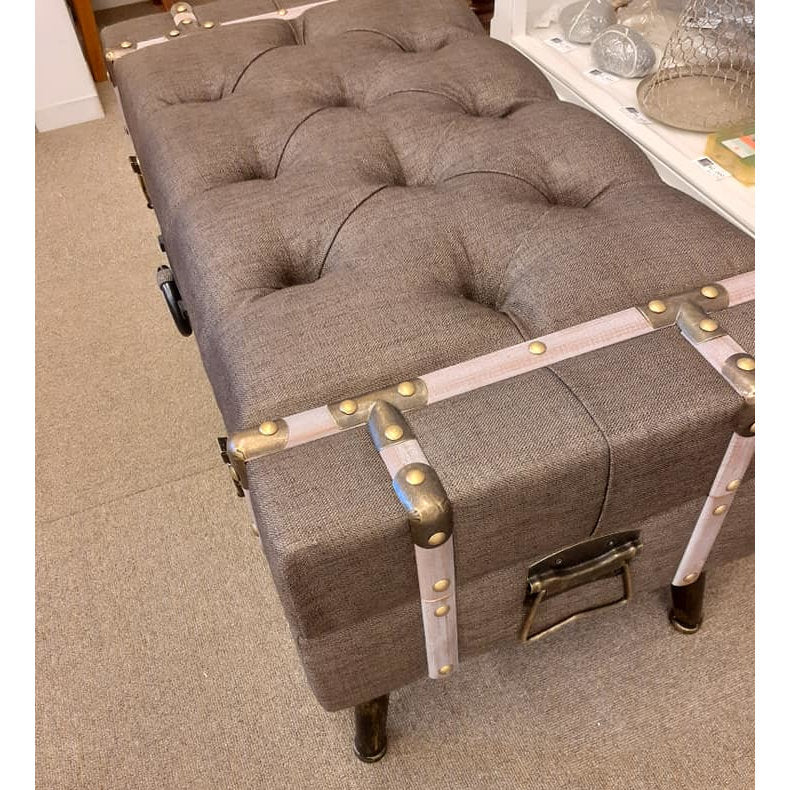 トランク型ベンチ スツール 椅子 ベンチ 収納付スツール ブラウン インダストリアルインテリア トランク型スツール トランクベンチ 241006