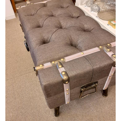 トランク型ベンチ スツール 椅子 ベンチ 収納付スツール ブラウン インダストリアルインテリア トランク型スツール トランクベンチ 241006