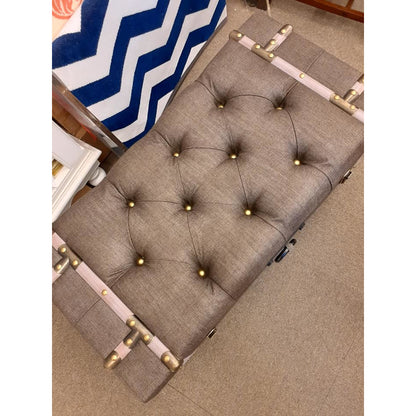 トランク型ベンチ スツール 椅子 ベンチ 収納付スツール ブラウン インダストリアルインテリア トランク型スツール トランクベンチ 241006