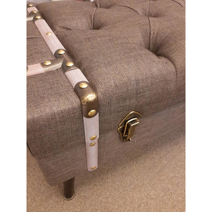 トランク型ベンチ スツール 椅子 ベンチ 収納付スツール ブラウン インダストリアルインテリア トランク型スツール トランクベンチ 241006