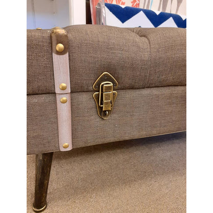 トランク型ベンチ スツール 椅子 ベンチ 収納付スツール ブラウン インダストリアルインテリア トランク型スツール トランクベンチ 241006