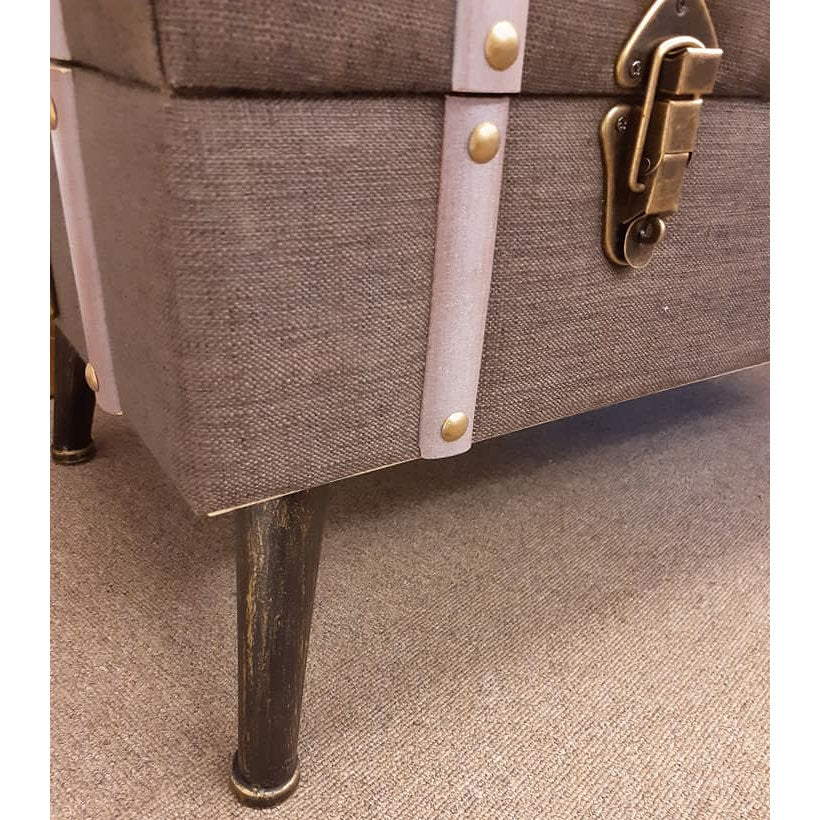 トランク型ベンチ スツール 椅子 ベンチ 収納付スツール ブラウン インダストリアルインテリア トランク型スツール トランクベンチ 241006