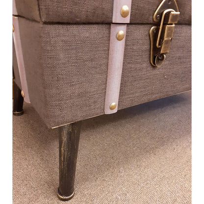 トランク型ベンチ スツール 椅子 ベンチ 収納付スツール ブラウン インダストリアルインテリア トランク型スツール トランクベンチ 241006