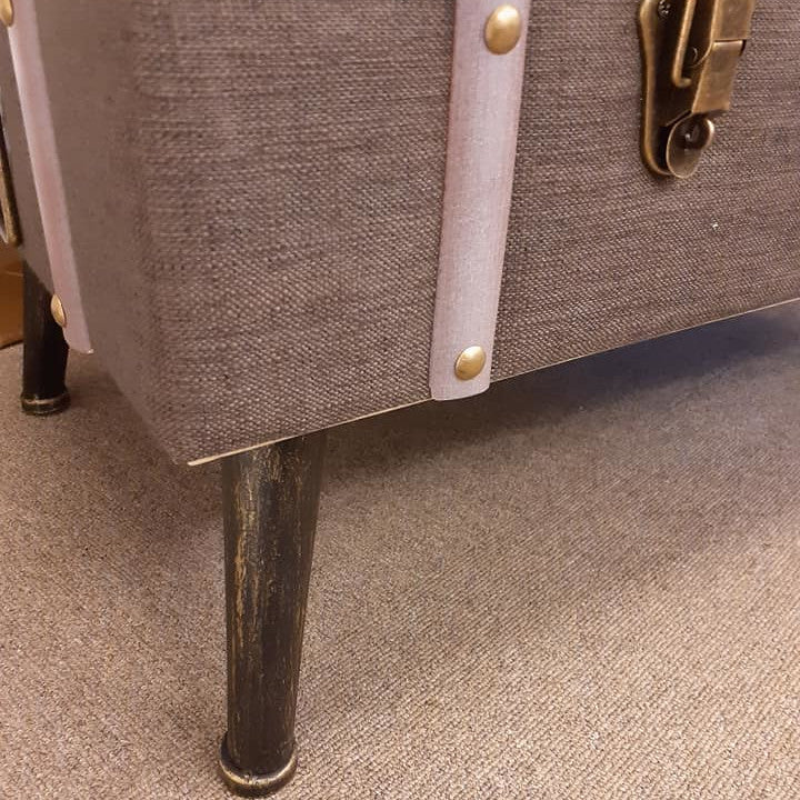 トランク型ベンチ スツール 椅子 ベンチ 収納付スツール ブラウン インダストリアルインテリア トランク型スツール トランクベンチ 241006