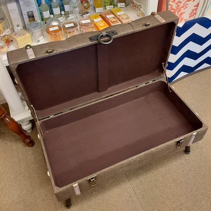 トランク型ベンチ スツール 椅子 ベンチ 収納付スツール ブラウン インダストリアルインテリア トランク型スツール トランクベンチ 241006