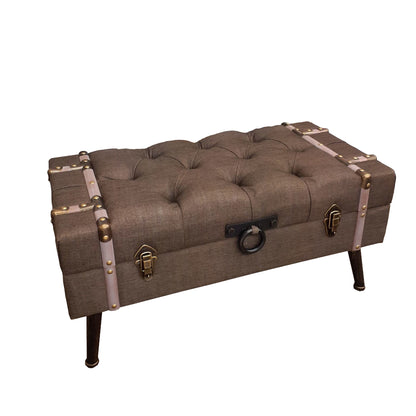 トランク型ベンチ スツール 椅子 ベンチ 収納付スツール ブラウン インダストリアルインテリア トランク型スツール トランクベンチ 241006