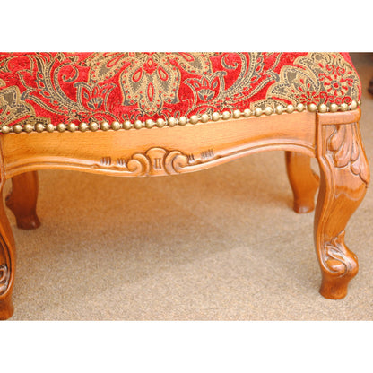 スツール フットスツール アンティーク調 長方形 赤 レッド おしゃれ ダマスク柄 ダマスクローズ ベルベット オットマン イタリア製 250443