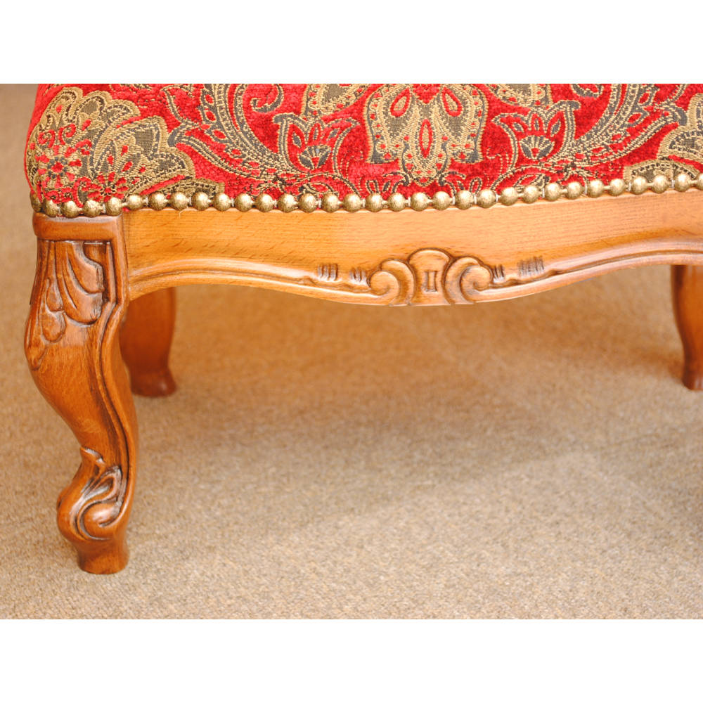 スツール フットスツール アンティーク調 長方形 赤 レッド おしゃれ ダマスク柄 ダマスクローズ ベルベット オットマン イタリア製 250443