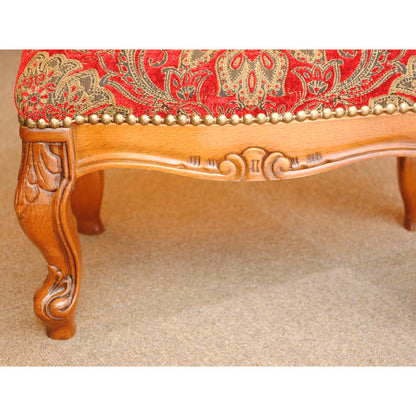 スツール フットスツール アンティーク調 長方形 赤 レッド おしゃれ ダマスク柄 ダマスクローズ ベルベット オットマン イタリア製 250443