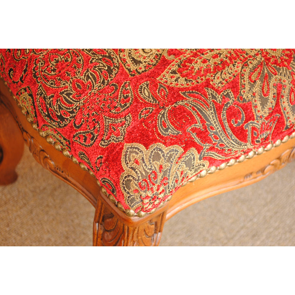 スツール フットスツール アンティーク調 長方形 赤 レッド おしゃれ ダマスク柄 ダマスクローズ ベルベット オットマン イタリア製 250443