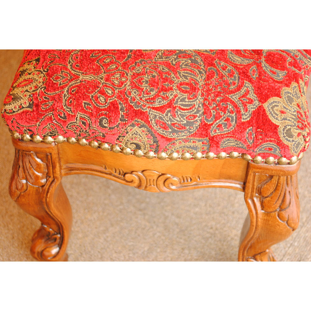 スツール フットスツール アンティーク調 長方形 赤 レッド おしゃれ ダマスク柄 ダマスクローズ ベルベット オットマン イタリア製 250443