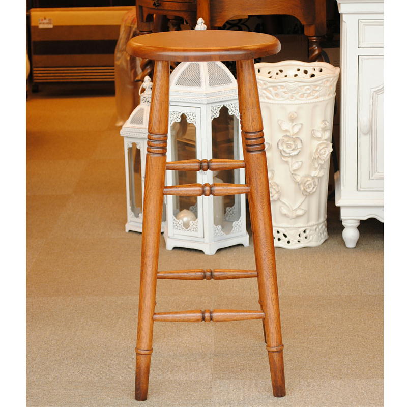 スツール ハイスツール 丸椅子 椅子 おしゃれ アンティーク風 花台 オーク材 オーク無垢材 285003