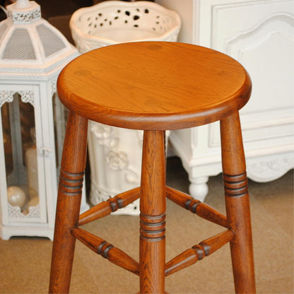スツール ハイスツール 丸椅子 椅子 おしゃれ アンティーク風 花台 オーク材 オーク無垢材 285003