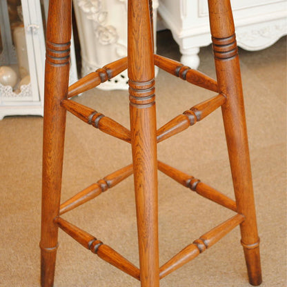 スツール ハイスツール 丸椅子 椅子 おしゃれ アンティーク風 花台 オーク材 オーク無垢材 285003