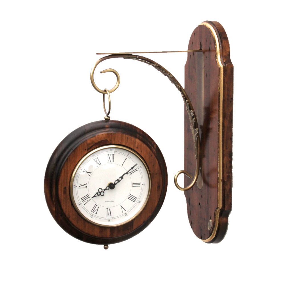 時計 オシャレ 壁掛け時計 両面文字盤 両面時計 駅舎時計 ステーションクロック 古木 イタリア製 掛時計 真鍮 丸 ウォールクロック カパーニ CAPANNI 301222