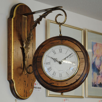 時計 オシャレ 壁掛け時計 両面文字盤 両面時計 駅舎時計 ステーションクロック 古木 イタリア製 掛時計 真鍮 丸 ウォールクロック カパーニ CAPANNI 301222