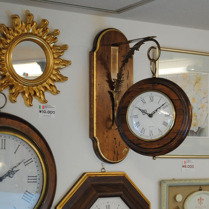 時計 オシャレ 壁掛け時計 両面文字盤 両面時計 駅舎時計 ステーションクロック 古木 イタリア製 掛時計 真鍮 丸 ウォールクロック カパーニ CAPANNI 301222