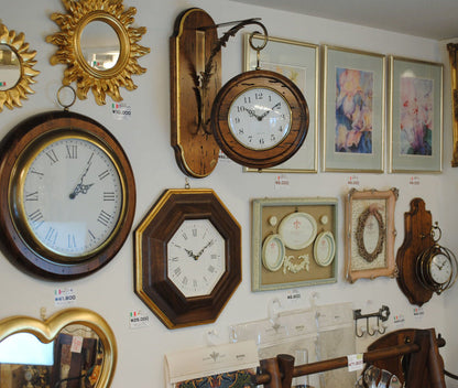 時計 オシャレ 壁掛け時計 両面文字盤 両面時計 駅舎時計 ステーションクロック 古木 イタリア製 掛時計 真鍮 丸 ウォールクロック カパーニ CAPANNI 301222