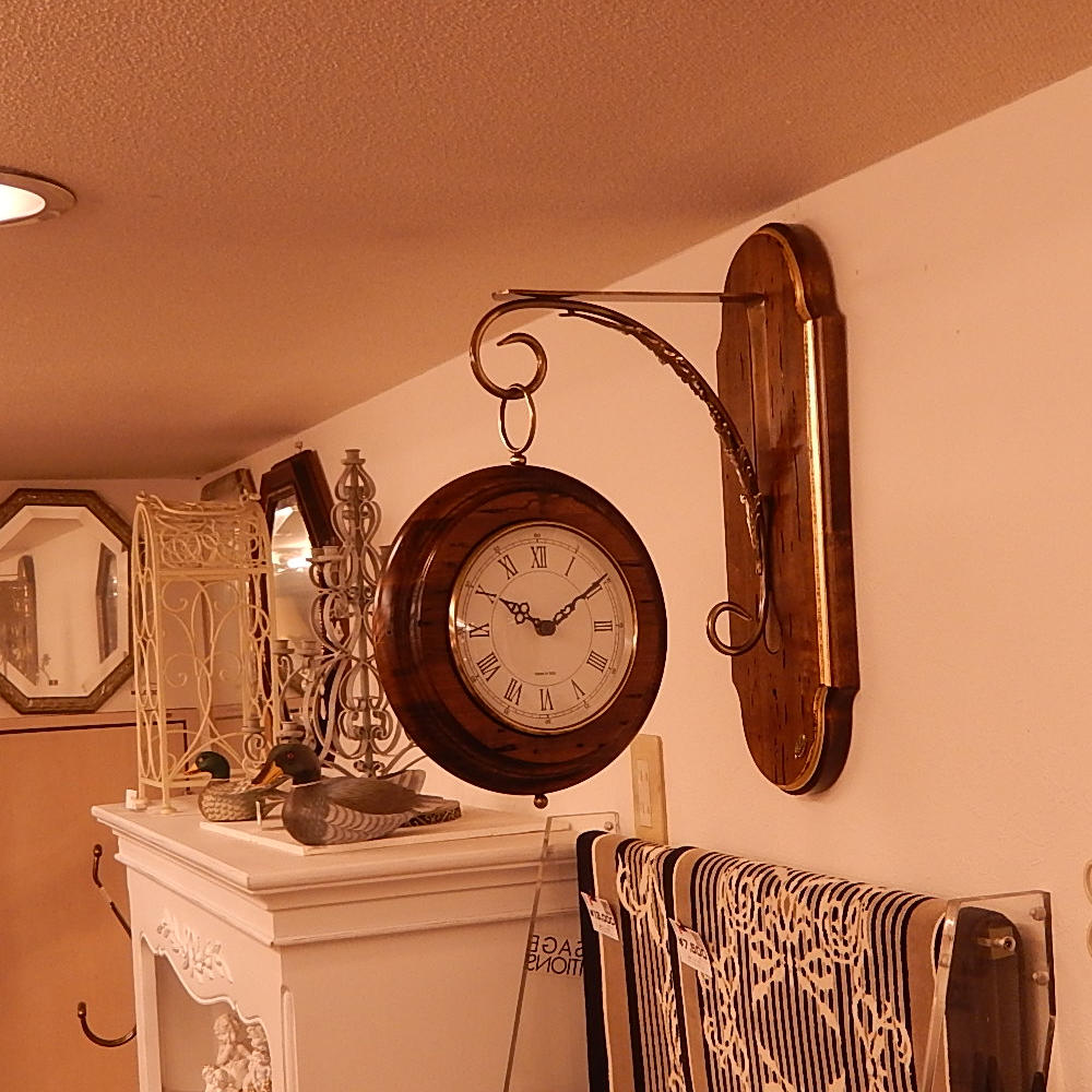 時計 オシャレ 壁掛け時計 両面文字盤 両面時計 駅舎時計 ステーションクロック 古木 イタリア製 掛時計 真鍮 丸 ウォールクロック カパーニ CAPANNI 301222