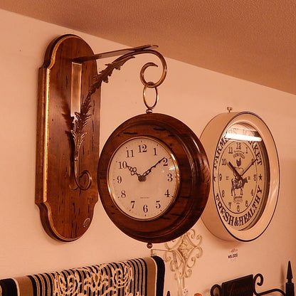 時計 オシャレ 壁掛け時計 両面文字盤 両面時計 駅舎時計 ステーションクロック 古木 イタリア製 掛時計 真鍮 丸 ウォールクロック カパーニ CAPANNI 301222