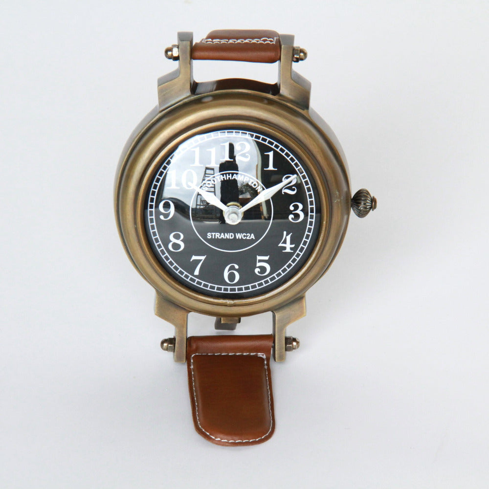 時計 腕時計型 置時計 インテリア時計 真鍮製時計 インテリア雑貨 テーブルクロック アンティーク風置時計 真鍮雑貨 310001