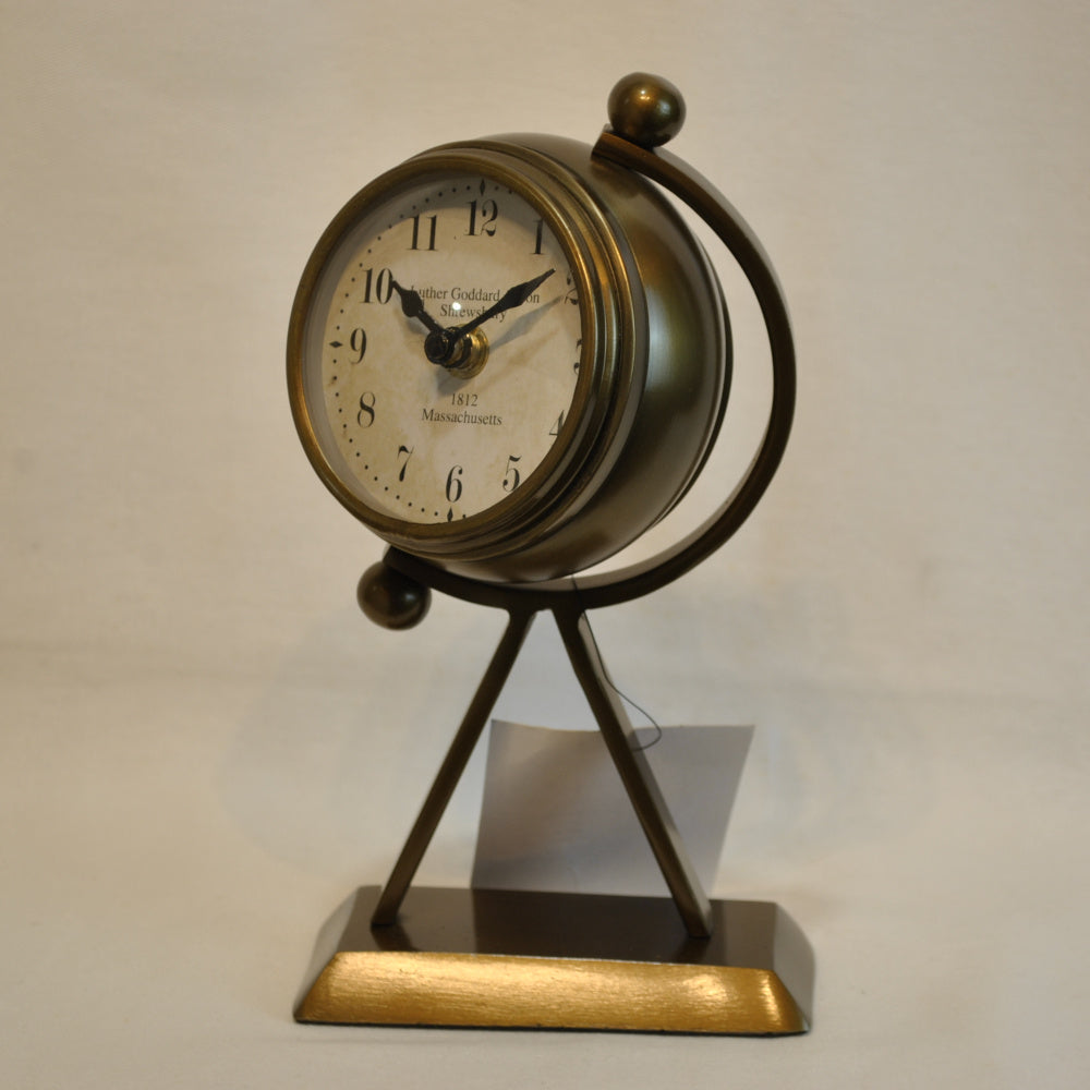 時計 地球儀型 置時計 地球儀型置時計 地球儀型時計 インテリア時計 真鍮製時計 インテリア雑貨 テーブルクロック アンティーク風置時計 真鍮雑貨 310004