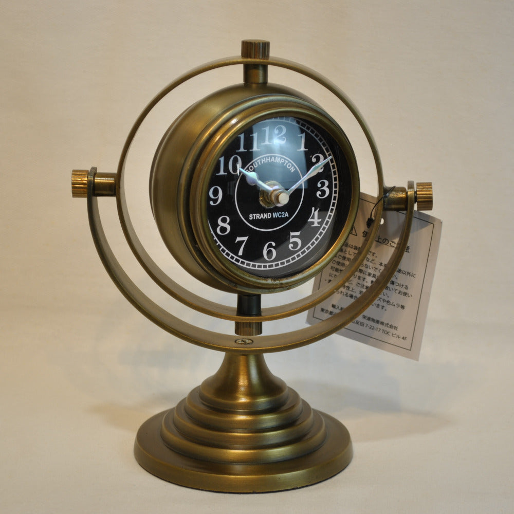 時計 天球儀型 置時計 天球儀型置時計 天球儀型時計 インテリア時計 真鍮製時計 インテリア雑貨 テーブルクロック アンティーク風置時計 真鍮雑貨 310005