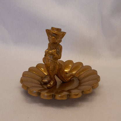 プレート アクセサリートレイ ブレスレッドホルダー 狐オブジェ 狐男爵 キタキツネ 置物 オーナメント アニマルトレイ アルミニウム製トレイ 小物入れ アンティーク風トレイ 雑貨 325051