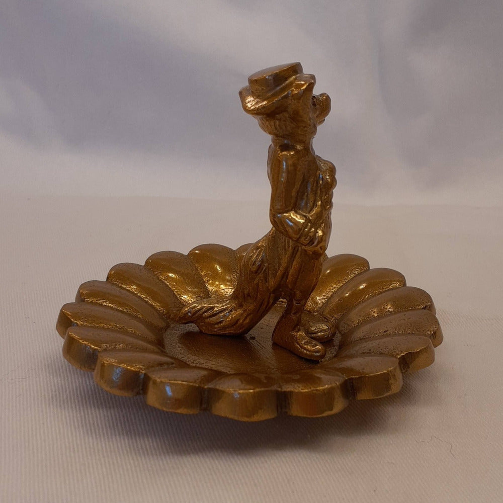 プレート アクセサリートレイ ブレスレッドホルダー 狐オブジェ 狐男爵 キタキツネ 置物 オーナメント アニマルトレイ アルミニウム製トレイ 小物入れ アンティーク風トレイ 雑貨 325051