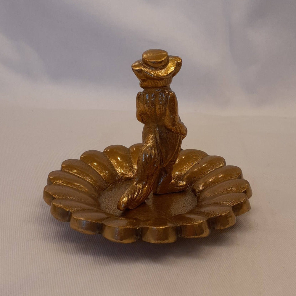 プレート アクセサリートレイ ブレスレッドホルダー 狐オブジェ 狐男爵 キタキツネ 置物 オーナメント アニマルトレイ アルミニウム製トレイ 小物入れ アンティーク風トレイ 雑貨 325051