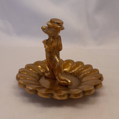 プレート アクセサリートレイ ブレスレッドホルダー 狐オブジェ 狐男爵 キタキツネ 置物 オーナメント アニマルトレイ アルミニウム製トレイ 小物入れ アンティーク風トレイ 雑貨 325051