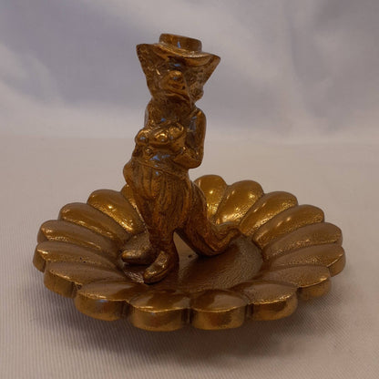 プレート アクセサリートレイ ブレスレッドホルダー 狐オブジェ 狐男爵 キタキツネ 置物 オーナメント アニマルトレイ アルミニウム製トレイ 小物入れ アンティーク風トレイ 雑貨 325051