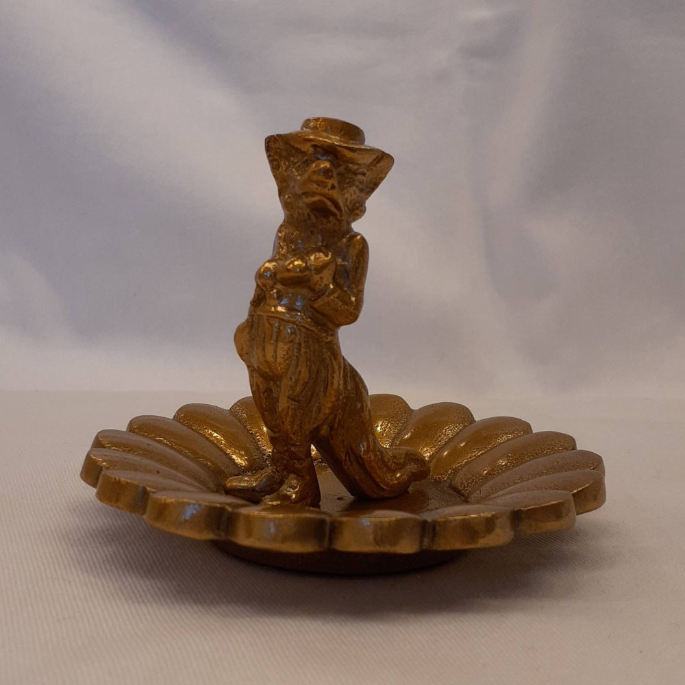 プレート アクセサリートレイ ブレスレッドホルダー 狐オブジェ 狐男爵 キタキツネ 置物 オーナメント アニマルトレイ アルミニウム製トレイ 小物入れ アンティーク風トレイ 雑貨 325051