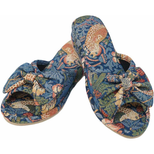 リボンスリッパ おしゃれ Lサイズ ルームシューズ ウイリアムモリス ウィリアムモリス 美脚スリッパ スリッパ ジェニファーテイラー イチゴ泥棒 33095SP-L