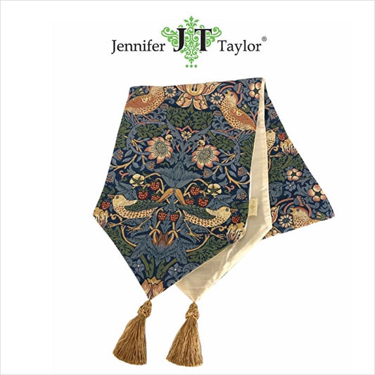 テーブルランナー ウィリアムモリス ウイリアムモリス タッセル テーブルセンター 30×180 テーブルウエア ジェニファーテイラー StrawberryThief 33102TR